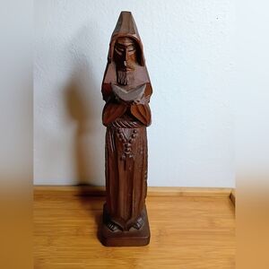 Artistic Brown Wooden Monk Sculpture